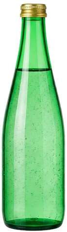 Bottiglia verde di acqua frizzante