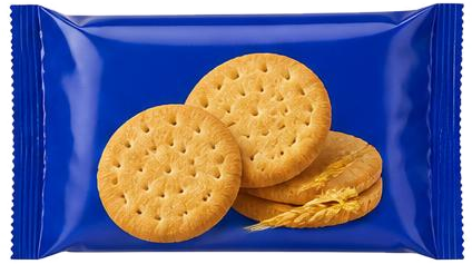 Pacco blu di biscotti secchi rotondi