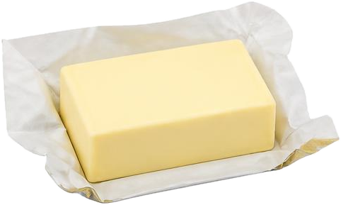 Panetto di burro nella carta aperta