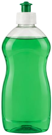 Flacone verde di detersivo per piatti